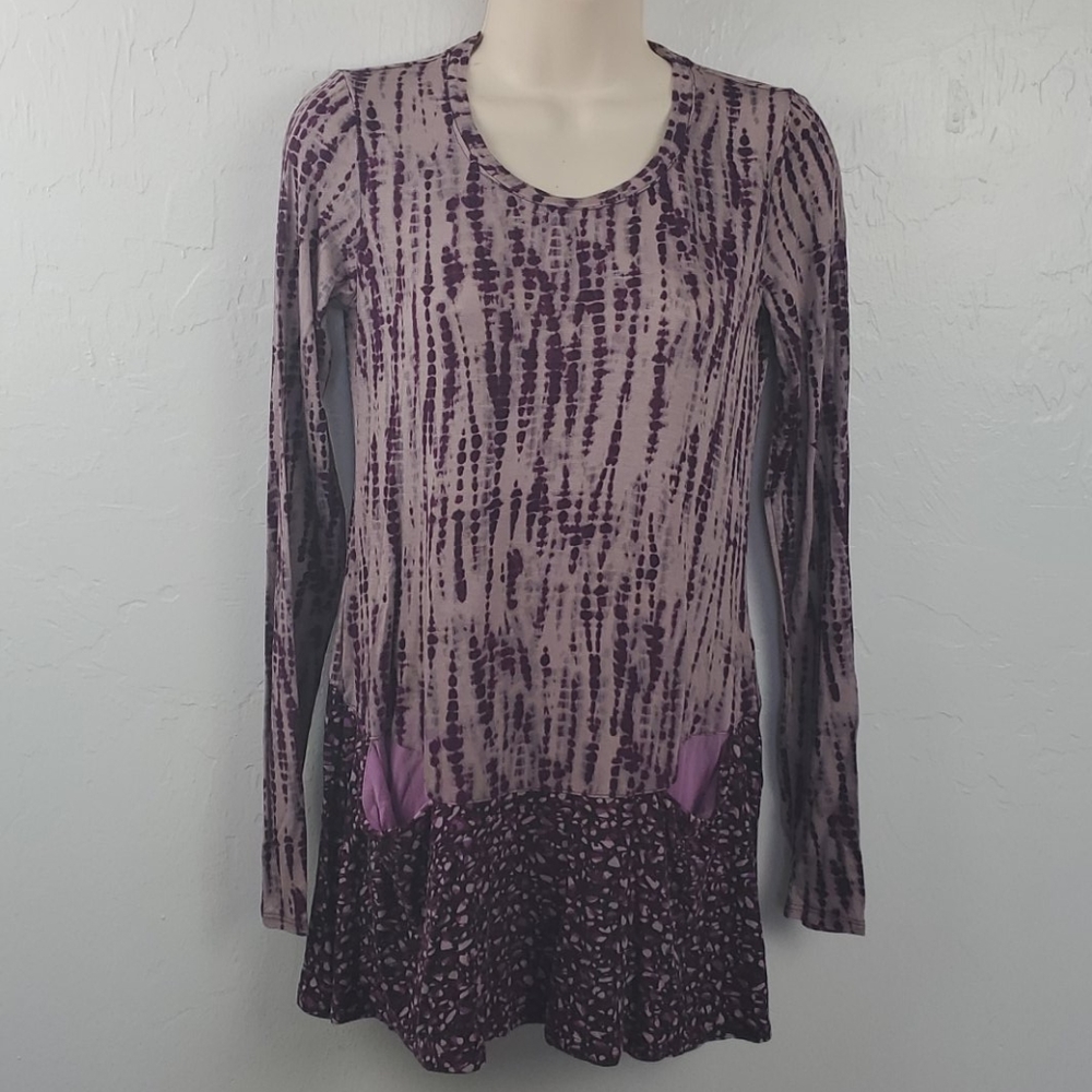 Logo Lori Goldstein top tunic long sleeve women stretchy oversized size XXS